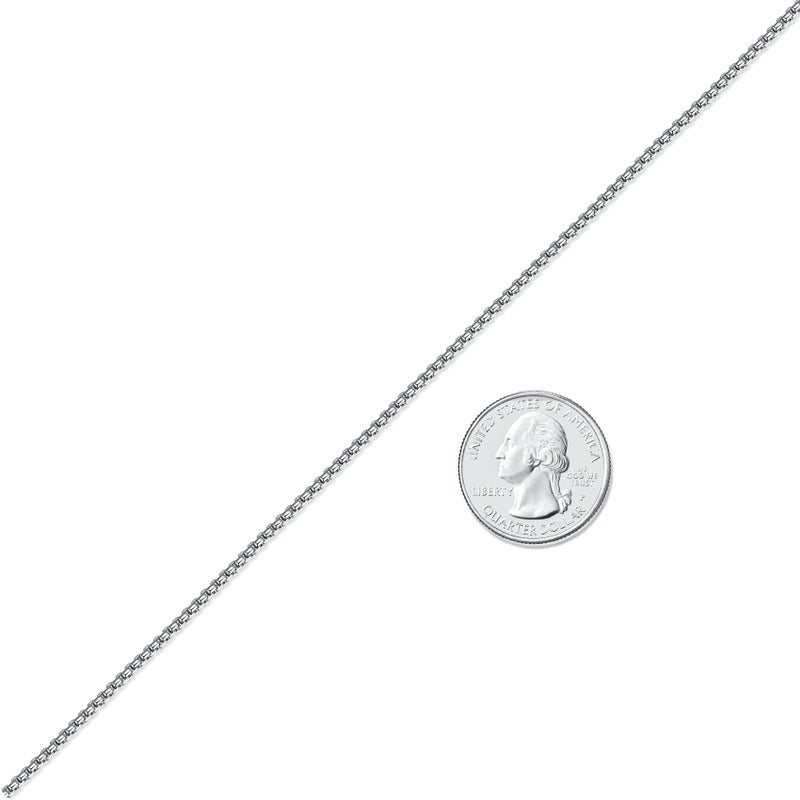 FOSIR Mens Chain Necklaces, 2mm Stainless Steel Rolo Chain Necklace for Men and Women, Silver Tone Box Chains for Men,18 Inch - Image 3